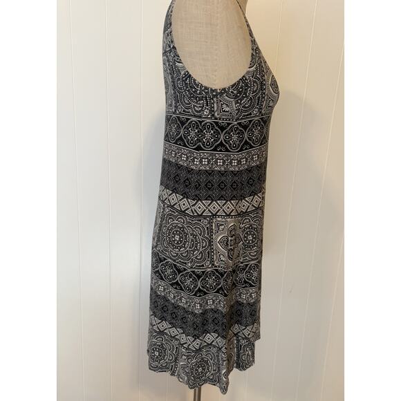 LOFT Outlet Dress Womens Medium Petite Black White Sleeveless Geometric Boho - Picture 8 of 10
